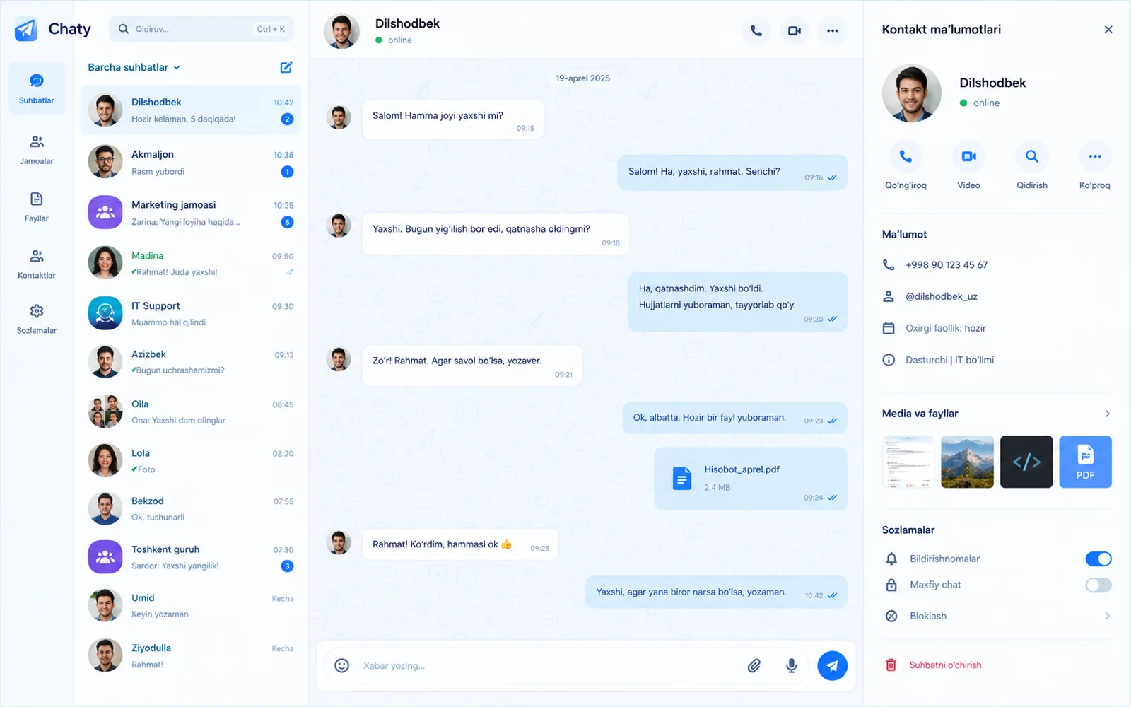 Messenger — chat oynasi